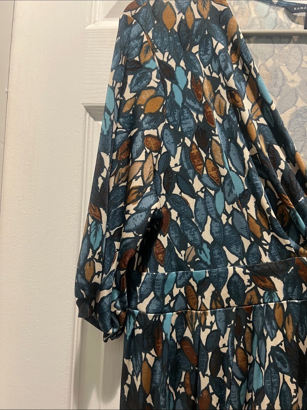 Banana Republic Blue, Brown & Cream Leaf-Print Dress - Picture 4 of 8